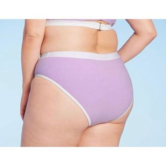 KONA SOL - NWT - L Sz 2X Terry-Textured High Waist, High Leg Bikini Bottoms - Picture 8 of 15